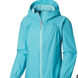 columbia light blue rain jacket
